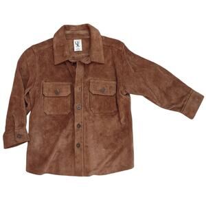 GAP Kids Brown Suede Long Sleeve Over Shirt Size 2-3 Country Western Cowboy